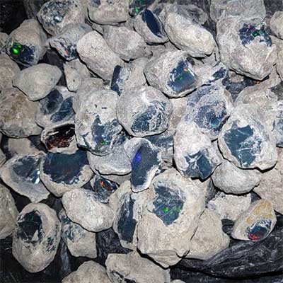 Rough parcel of Ethiopian black opals